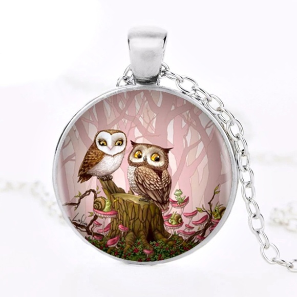 Jewelry - Adorable Owl Love Pendant Silver Tone Chain